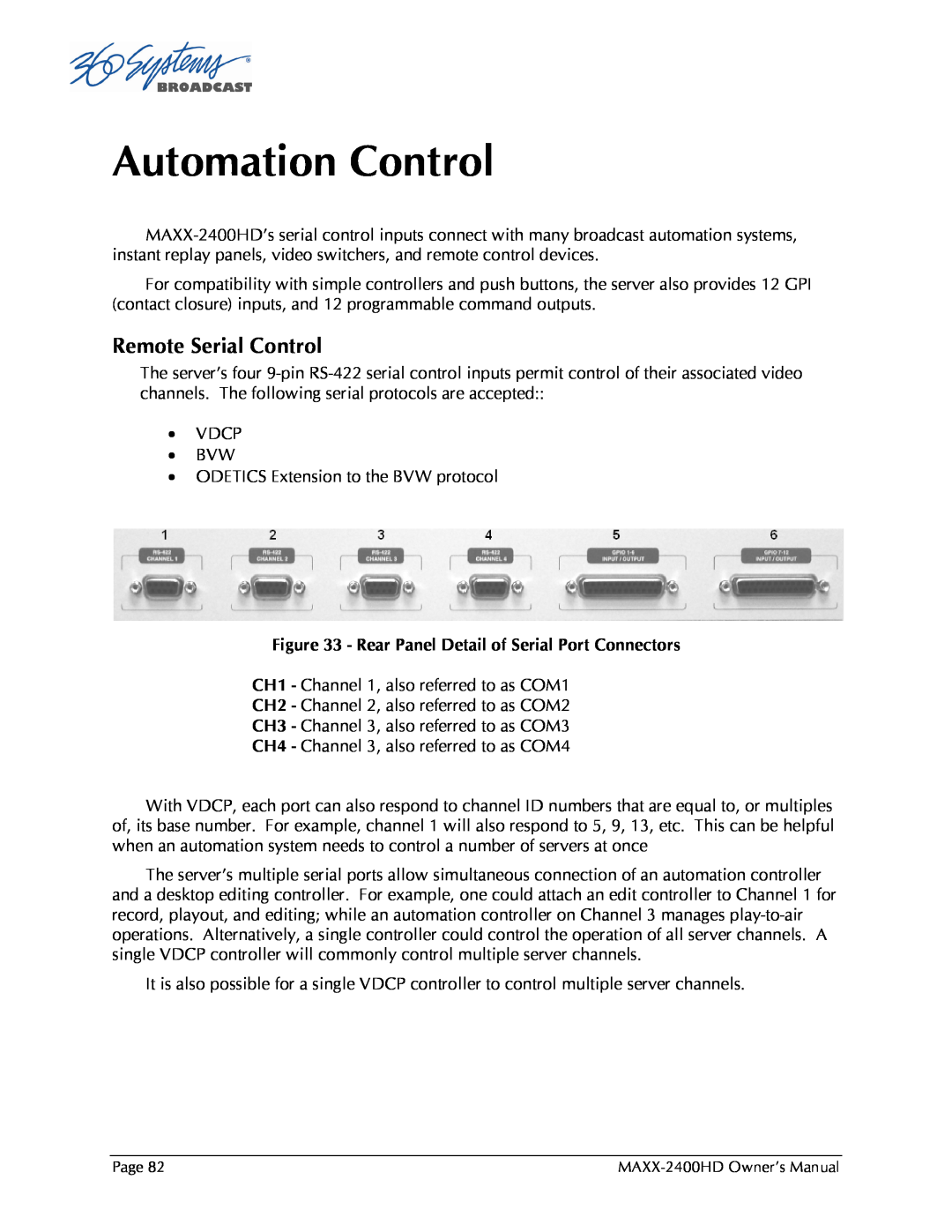 Maxxsonics MAXX-2400HD manual Automation Control, Remote Serial Control 