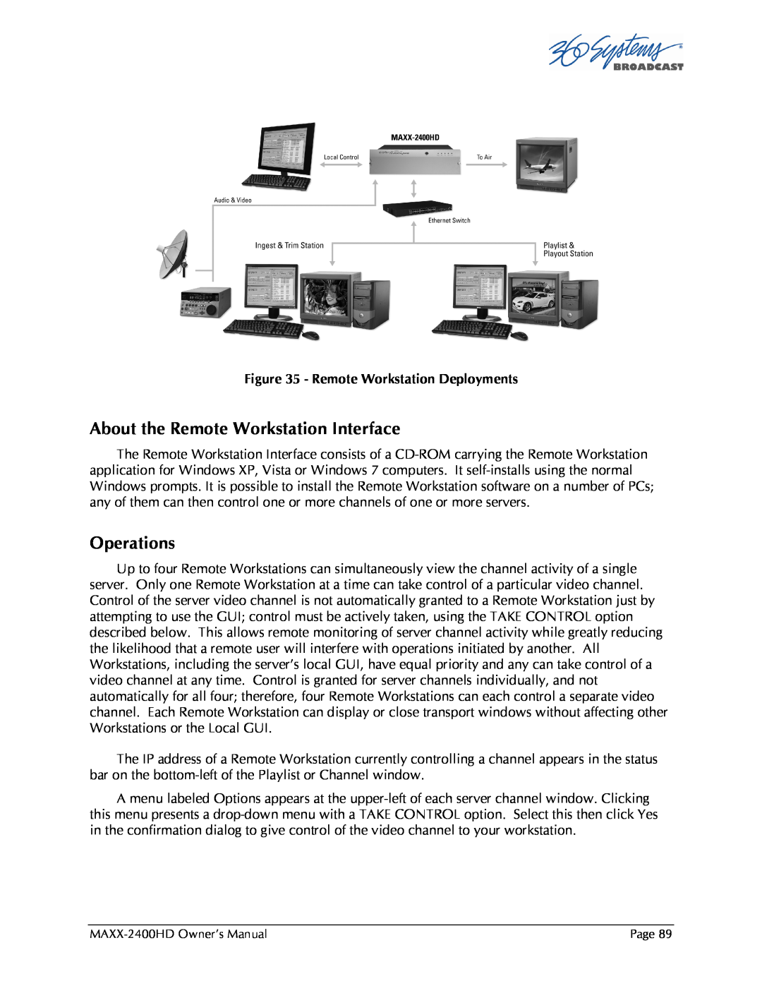 Maxxsonics MAXX-2400HD manual About the Remote Workstation Interface, Operations 