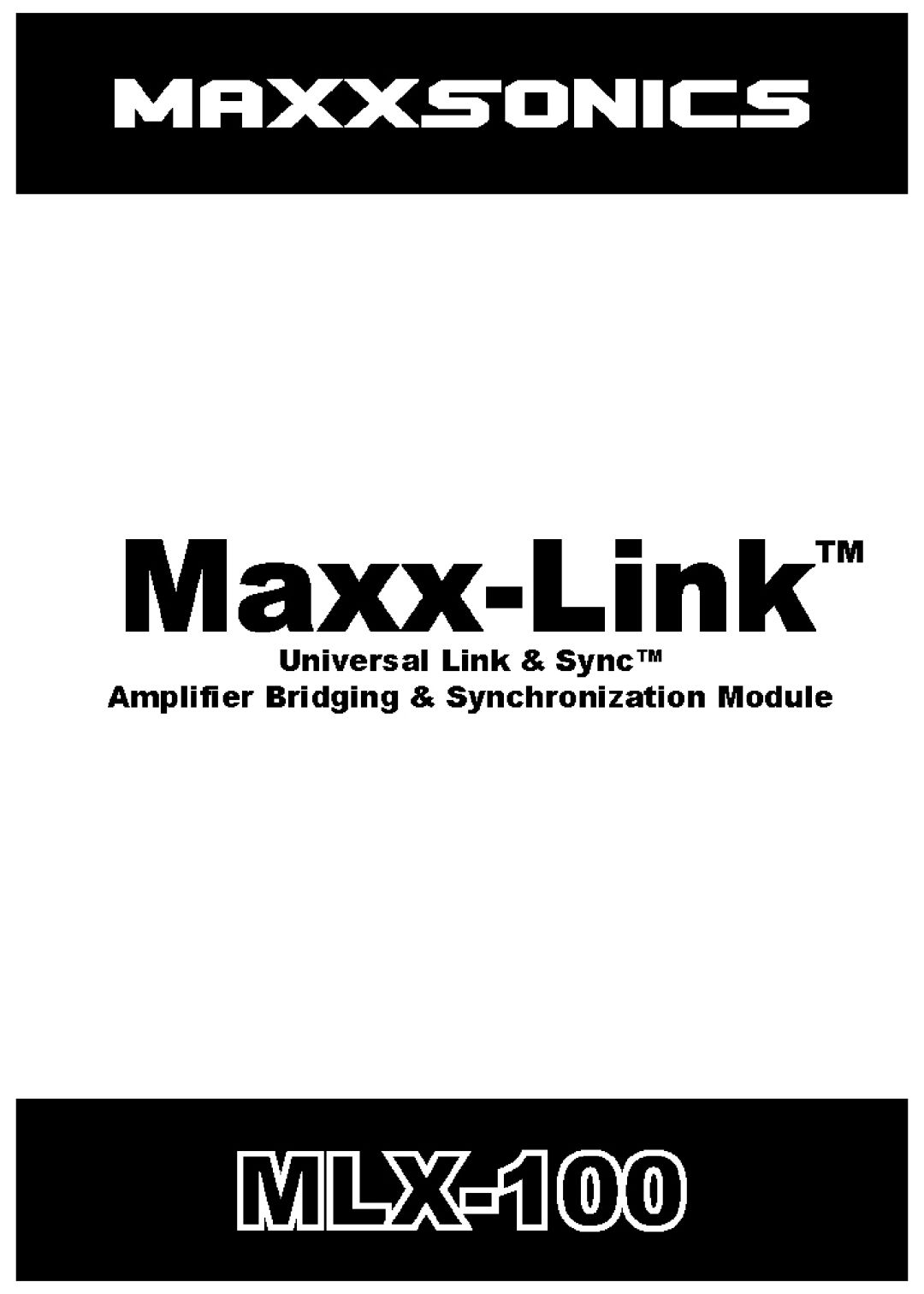 Maxxsonics MLX-100 manual 