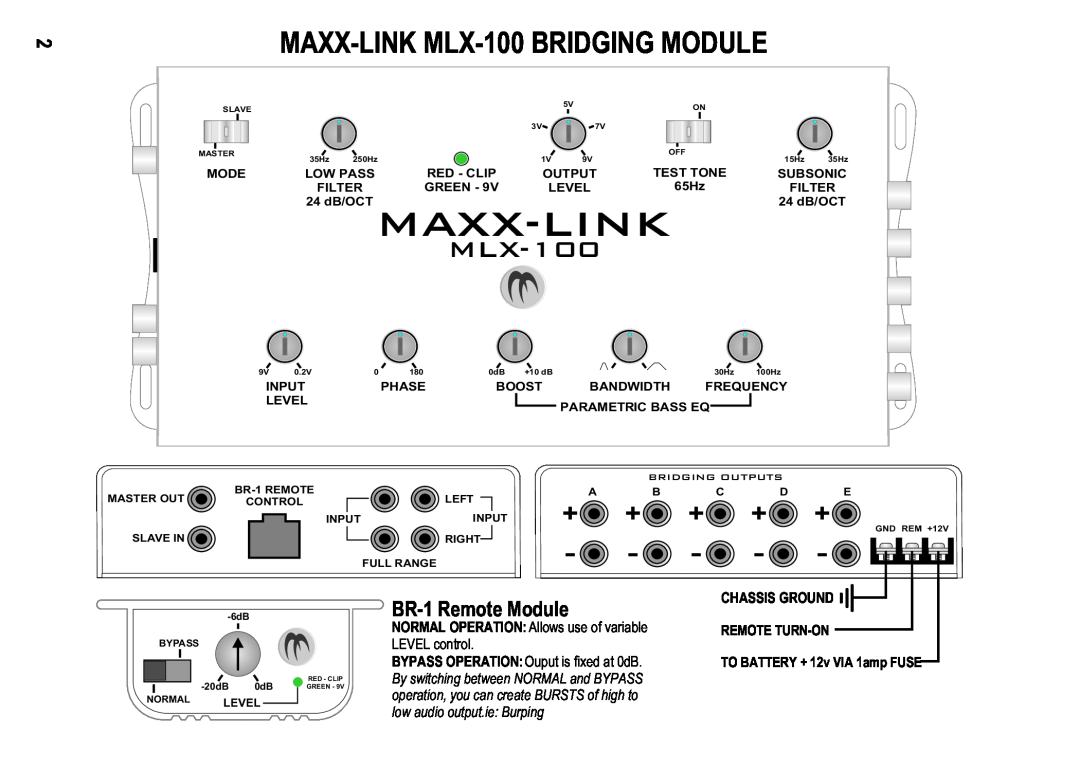 Maxxsonics manual Maxx-Link, MAXX-LINK MLX-100BRIDGING MODULE 