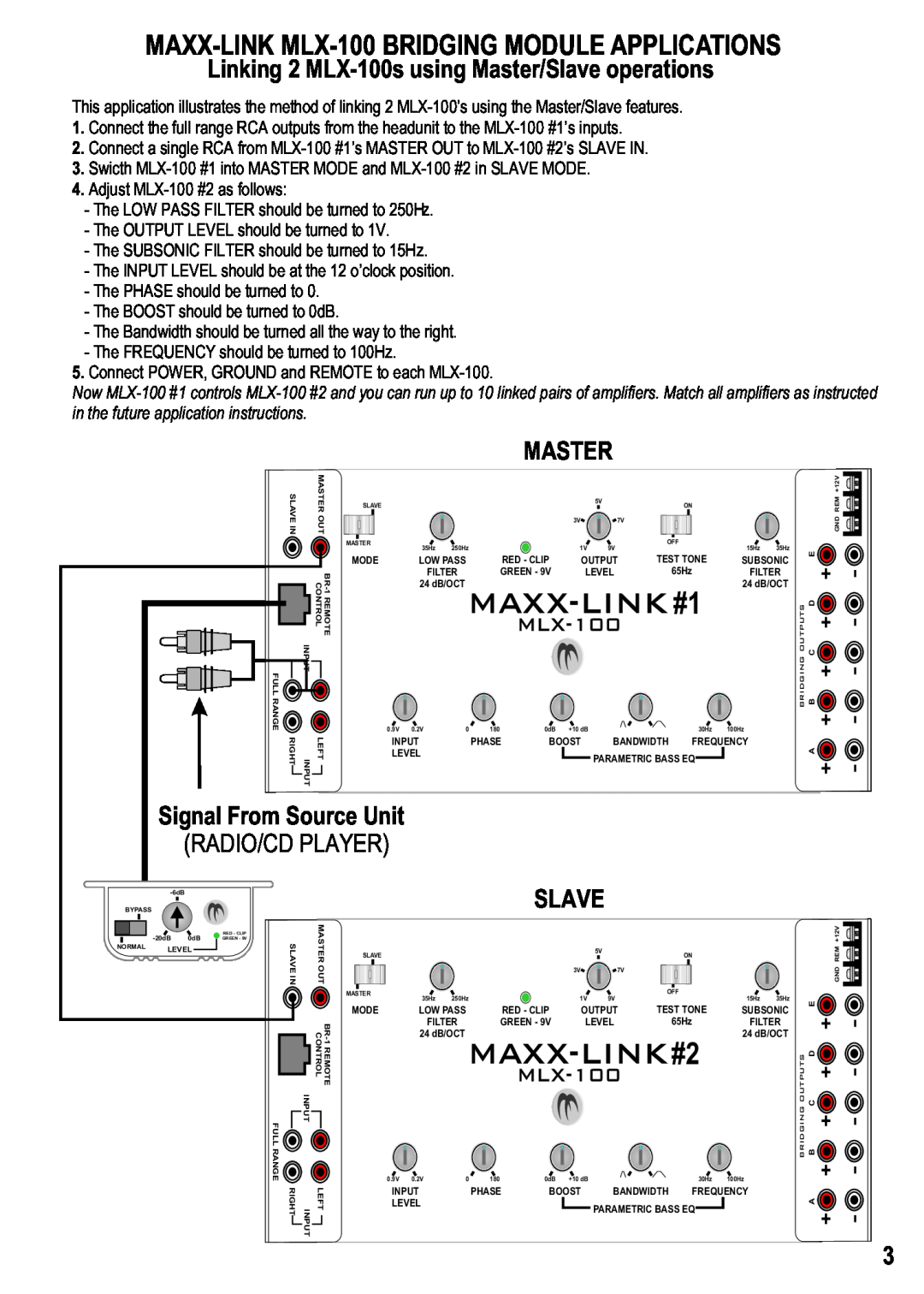 Maxxsonics manual MAXX-LINK MLX-100BRIDGING MODULE APPLICATIONS, MAXX-LINK#1, MAXX-LINK#2, ++ + + 