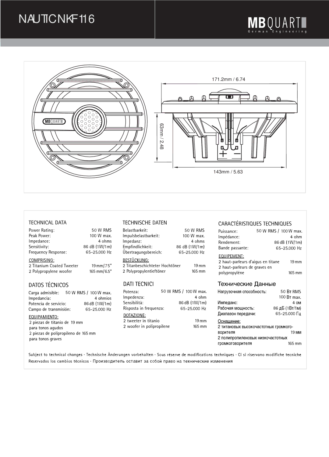 Maxxsonics NWF254, NKF692 manual Nautic NKF116 