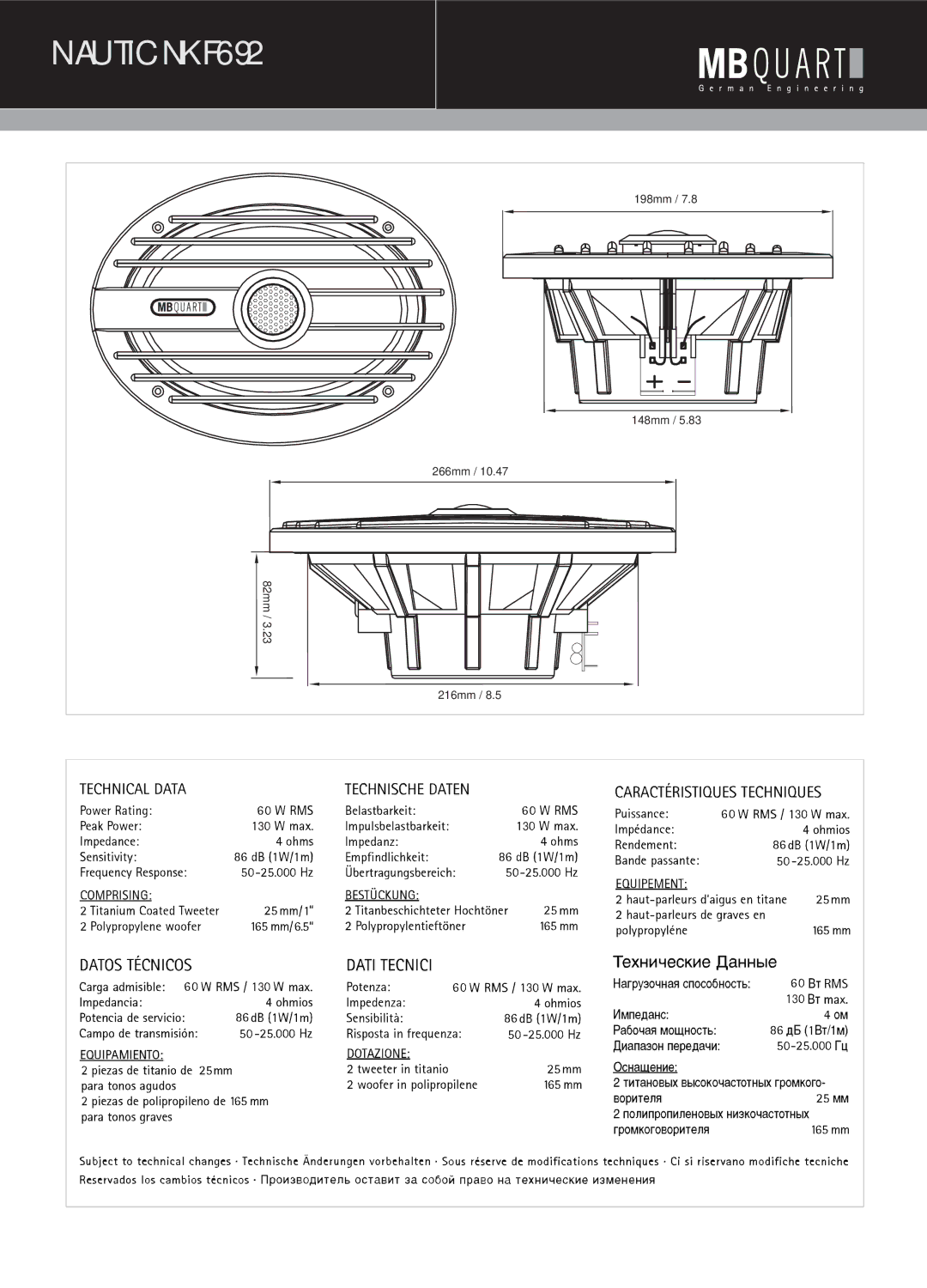 Maxxsonics NWF254, NKF116 manual Nautic NKF692 