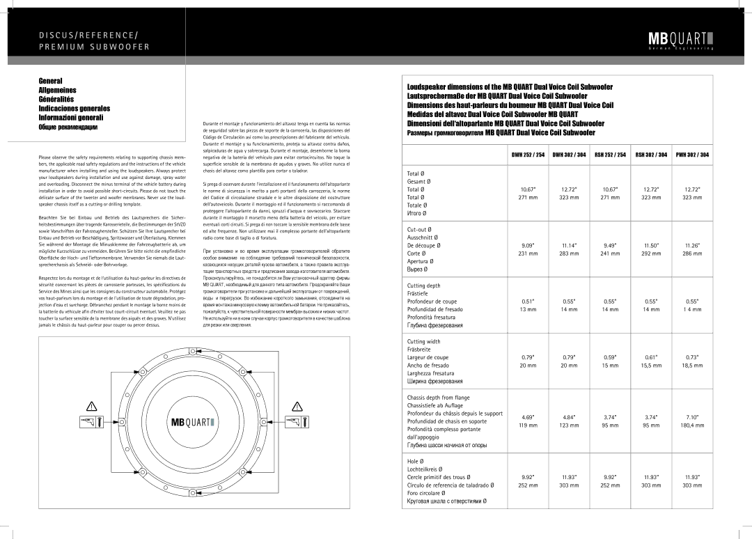 Maxxsonics PWH 302, RSH 302, RSH 252, DWH 252, DWH 302 installation instructions ·˘Ëâ Âíóïâì‰‡ˆëë 