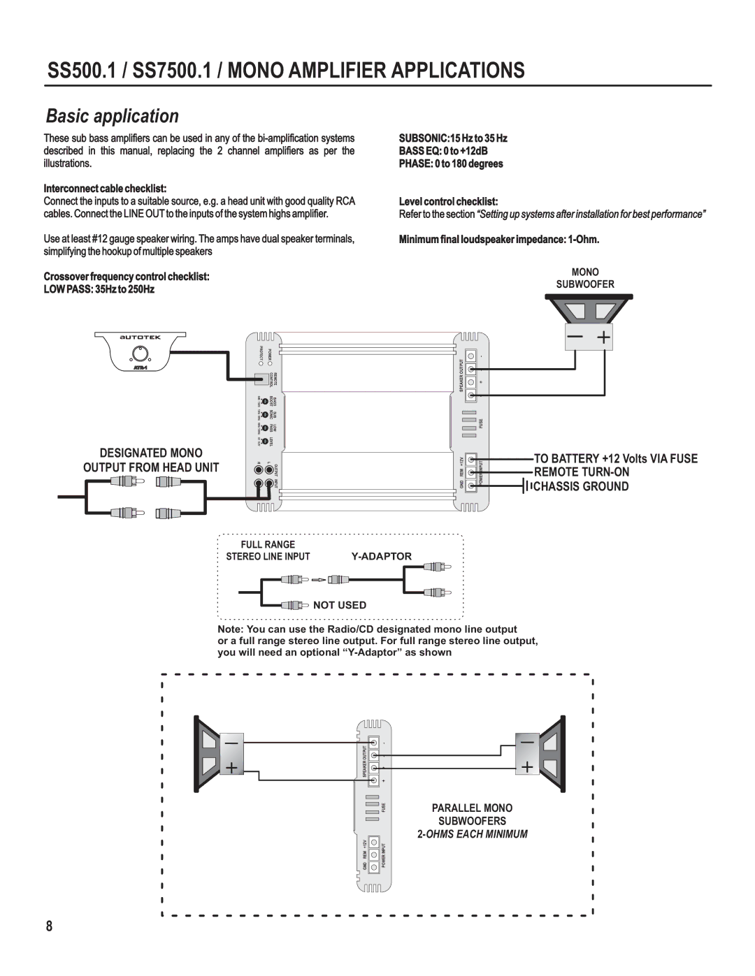 Maxxsonics SS75.2, SS75.4, SS750.1, SS100.4, SS1000.1D SS500.1 / SS7500.1 / Mono Amplifier Applications, Adaptor, Not Used 