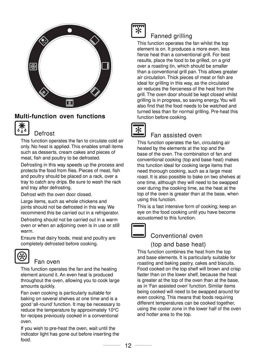 Maytag 110 installation instructions Multi-function oven functions, Defrost 