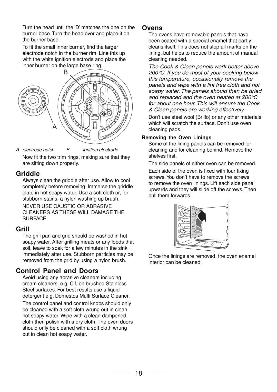 Maytag 110 installation instructions Griddle, Grill, Control Panel and Doors, Ovens, Removing the Oven Linings 