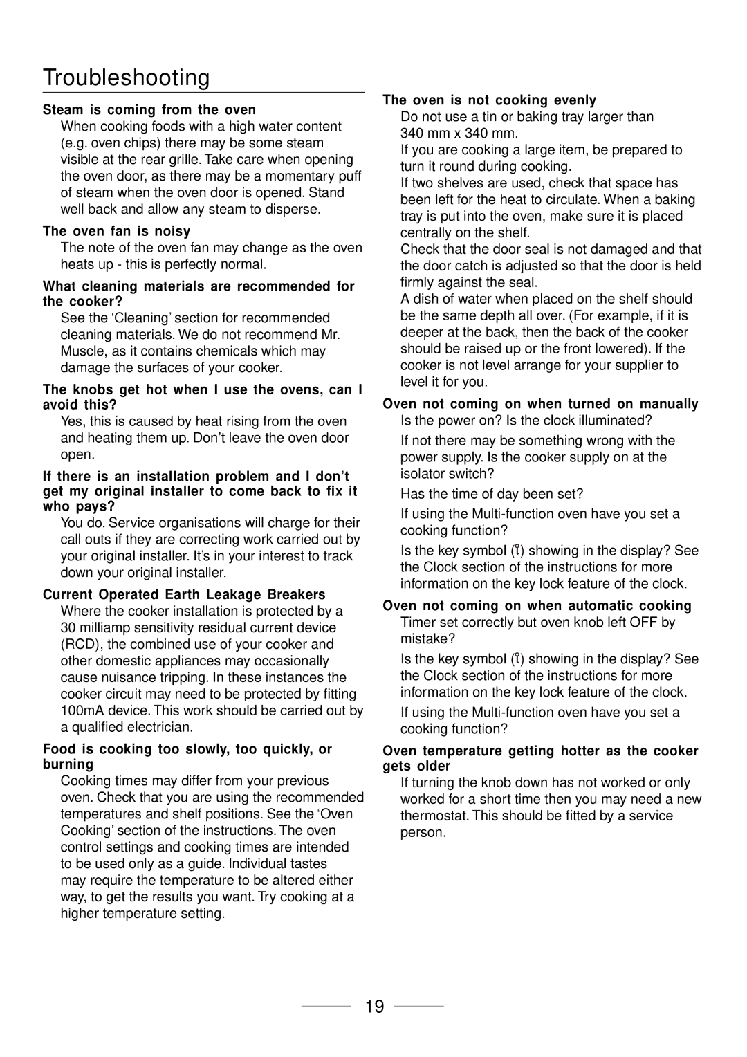 Maytag 110 installation instructions Troubleshooting 