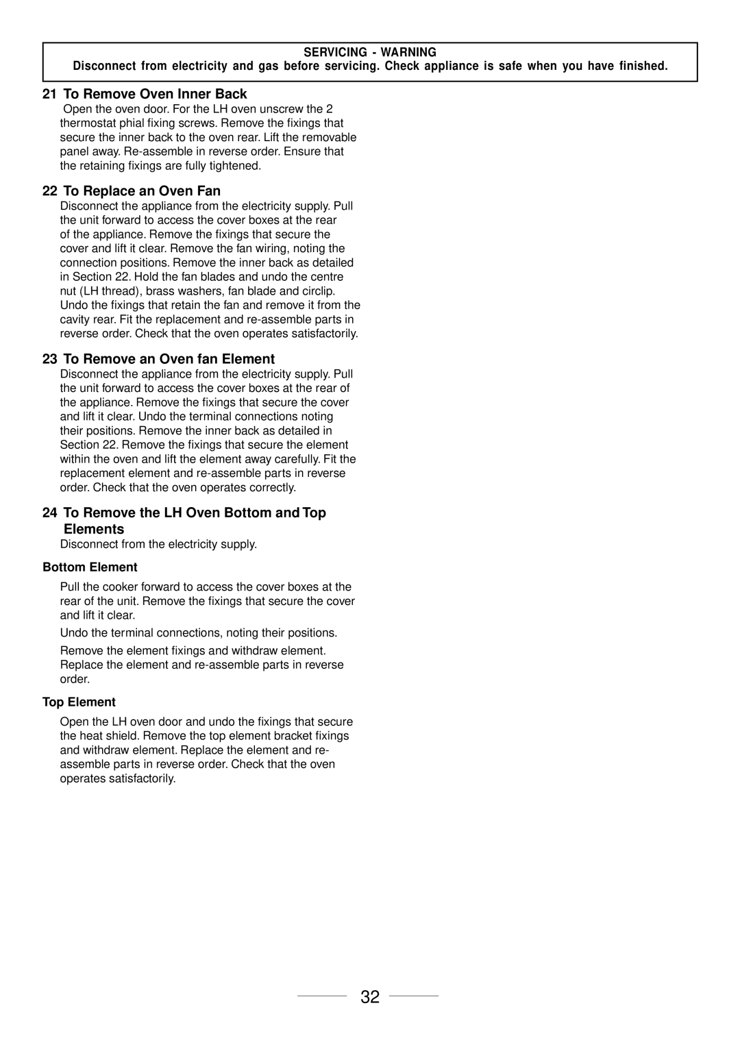 Maytag 110 installation instructions To Remove Oven Inner Back, To Replace an Oven Fan, To Remove an Oven fan Element 