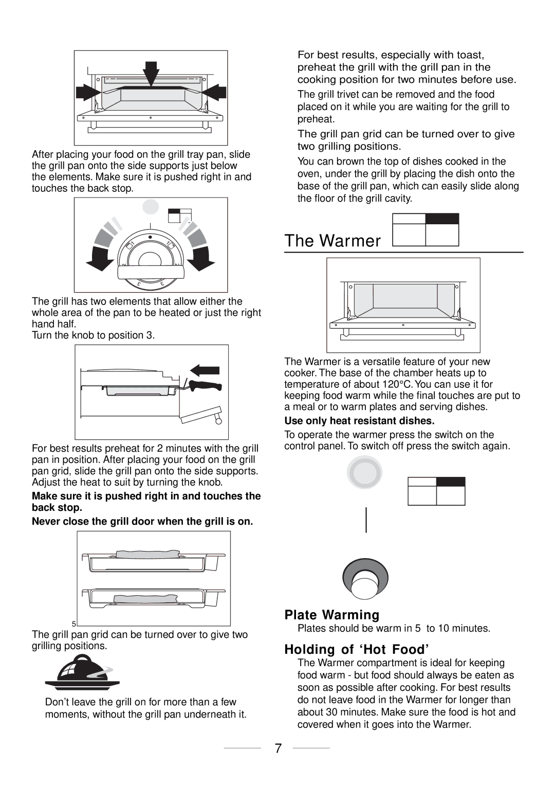 Maytag 110 installation instructions Warmer, Plate Warming, Holding of ‘Hot Food’, Use only heat resistant dishes 