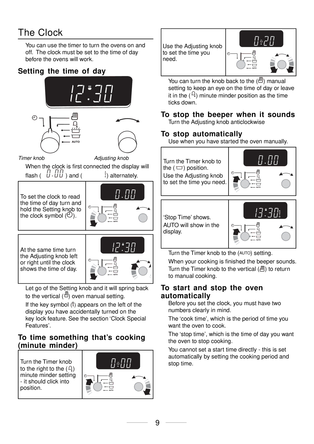 Maytag 110 installation instructions Clock 