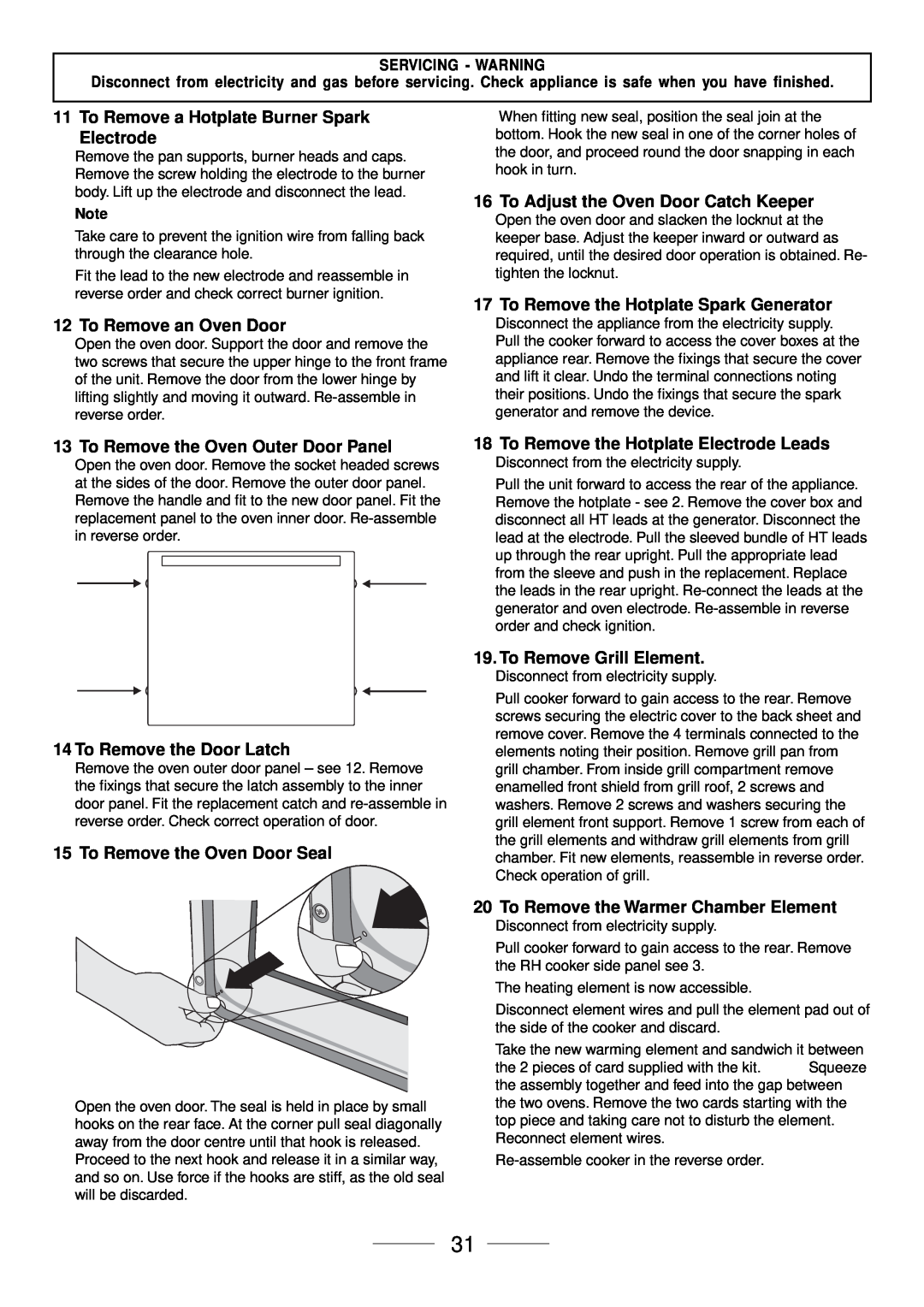 Maytag 110 installation instructions To Remove a Hotplate Burner Spark Electrode 
