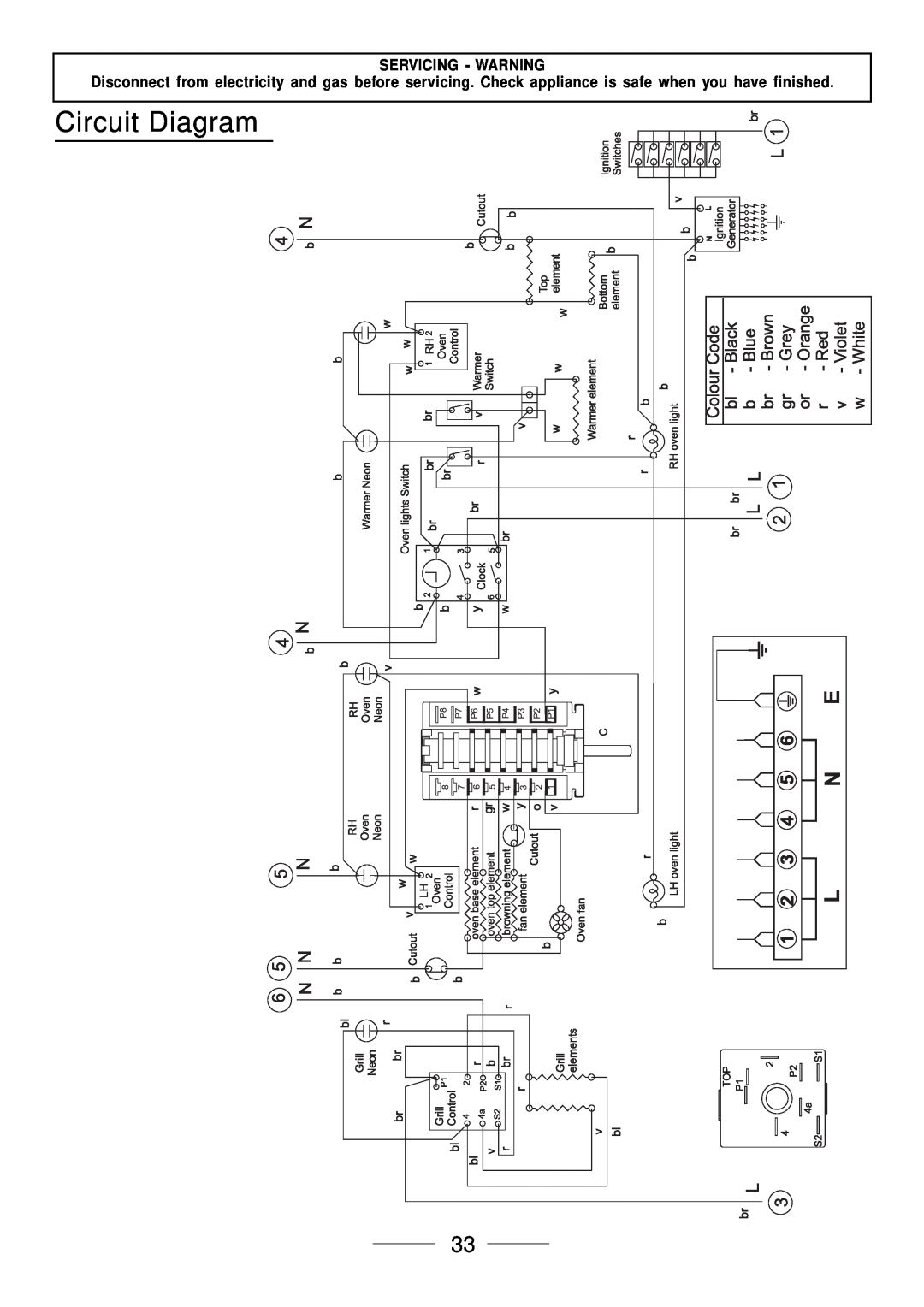 Maytag 110 installation instructions Circuit Diagram, Servicing - Warning 