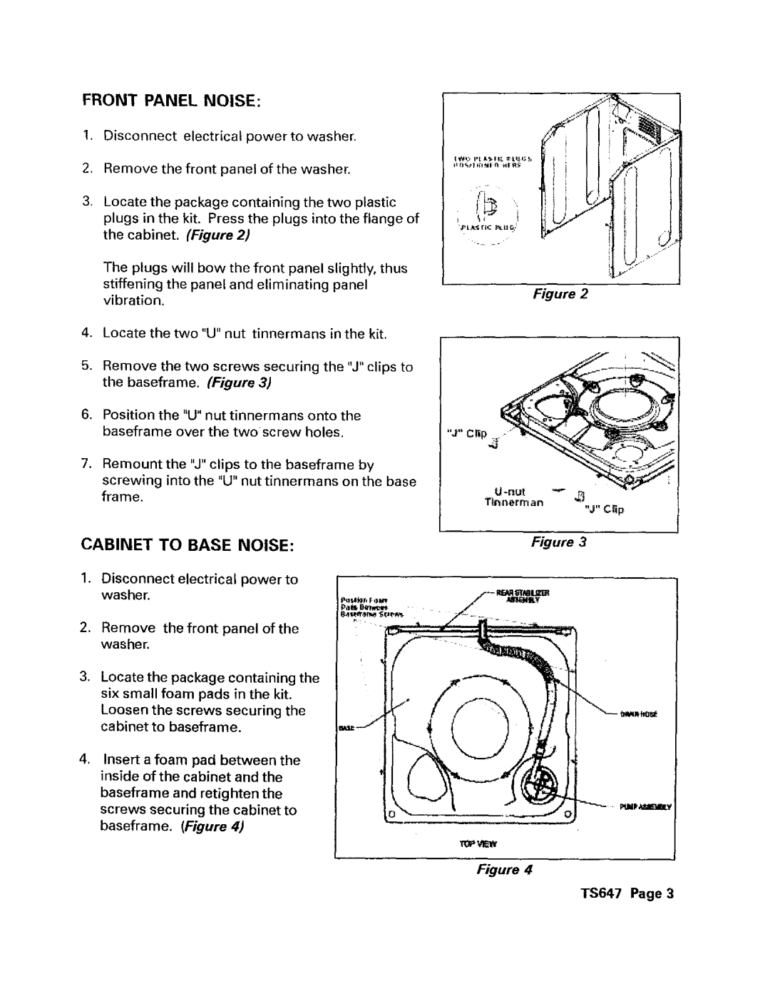 Maytag 12001736 manual Front Panel Noise, Cabinet to Base Noise 