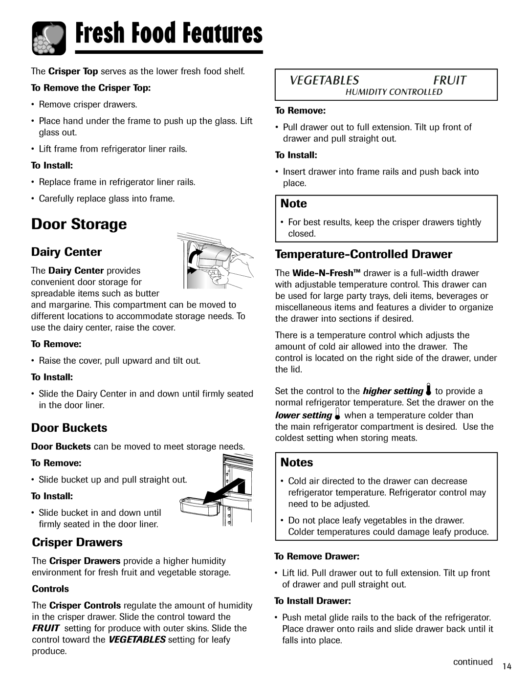 Maytag 12828121 Door Storage, Dairy Center, Door Buckets, Crisper Drawers, Temperature-Controlled Drawer 