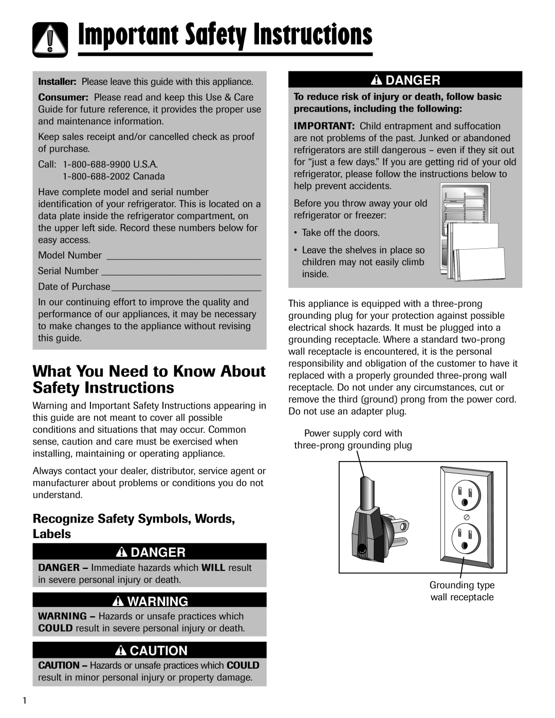 Maytag 12828121 Important Safety Instructions, What You Need to Know About Safety Instructions 