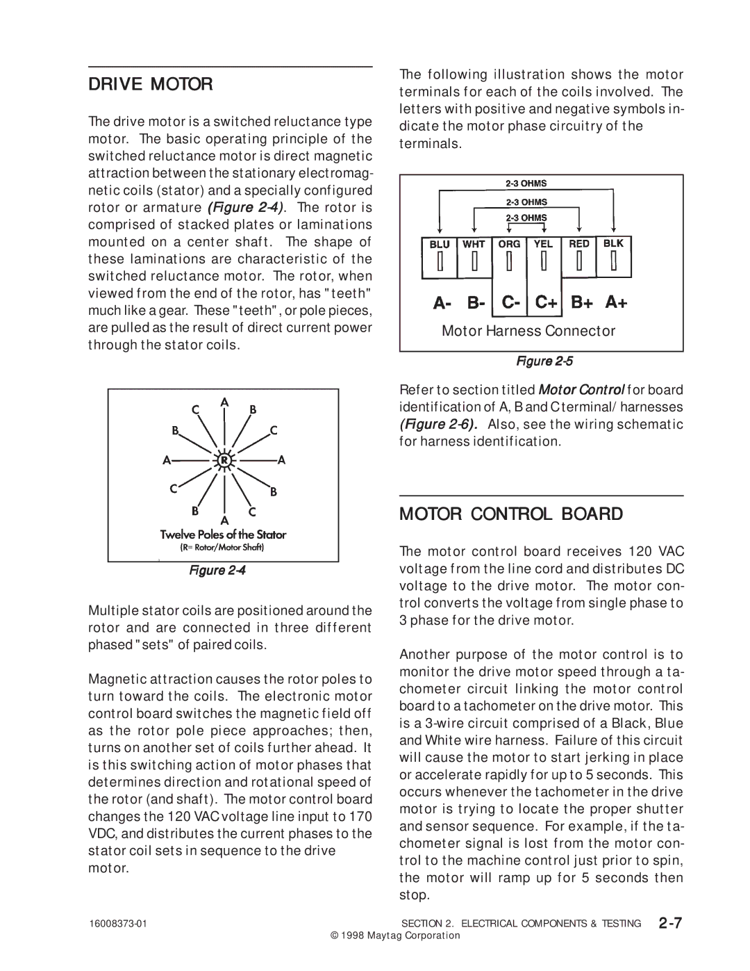 Maytag 16010061 service manual Drive Motor 