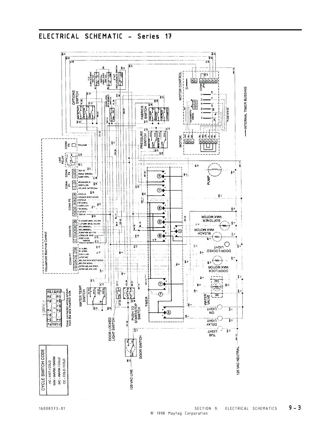 Maytag 16010061 service manual Electrical Schematic Series 