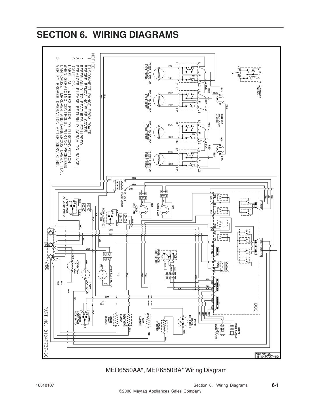 Maytag 16010107 service manual Wiring Diagrams 