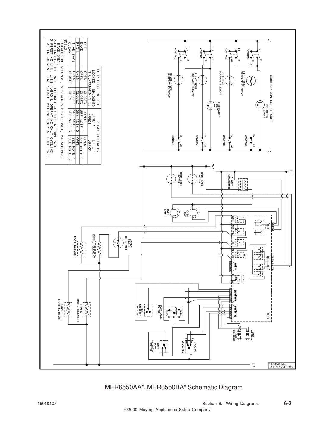 Maytag 16010107 service manual MER6550AA*, MER6550BA* Schematic Diagram 