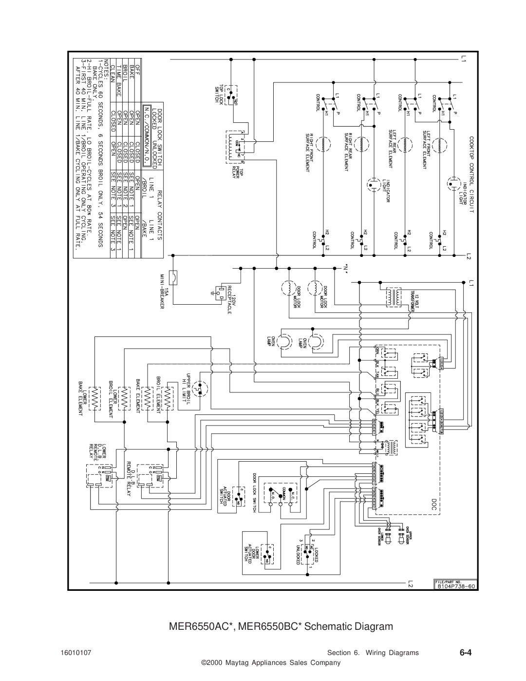 Maytag 16010107 service manual MER6550AC*, MER6550BC* Schematic Diagram 