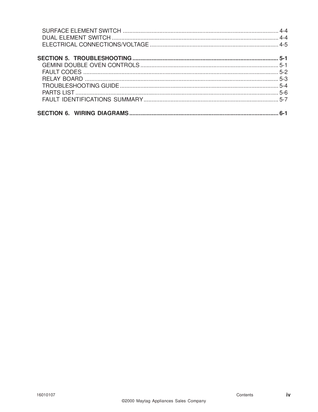 Maytag 16010107 service manual Wiring Diagrams 