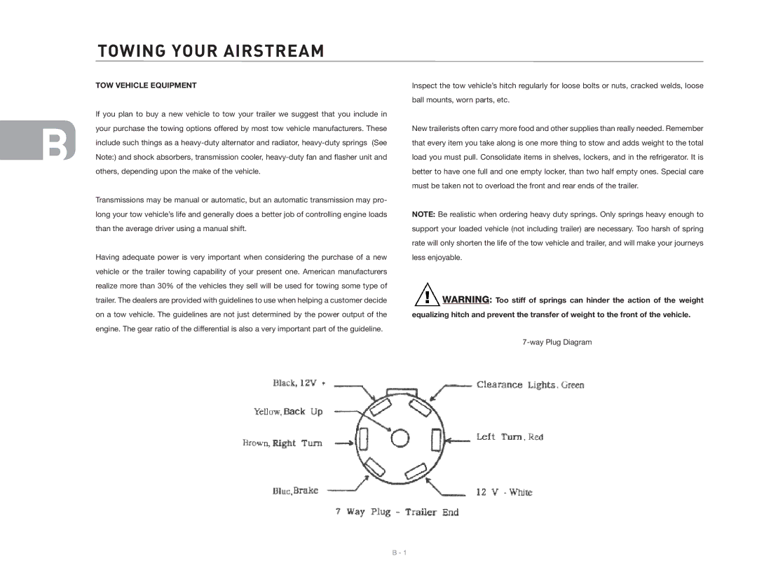 Maytag 2006 owner manual Towing Your Airstream, TOW Vehicle Equipment 