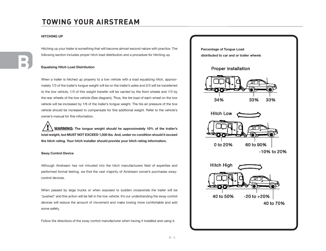 Maytag 2006 owner manual Hitching UP, Equalizing Hitch Load Distribution, Sway Control Device 