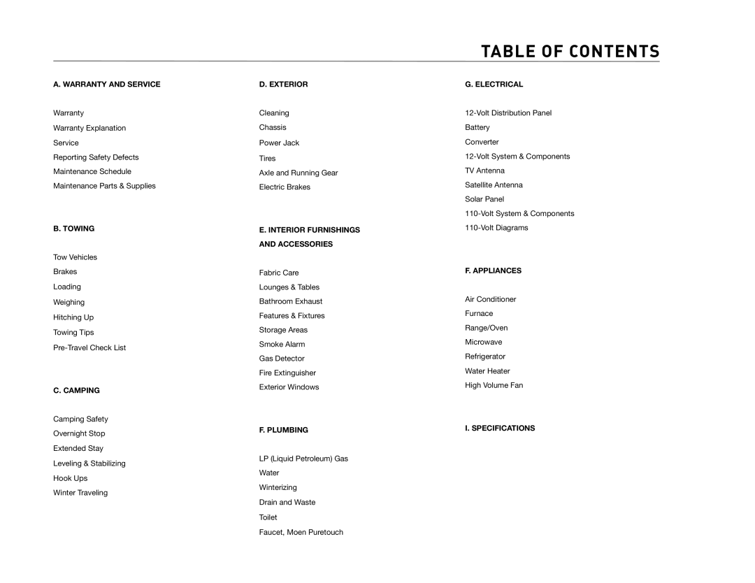 Maytag 2006 owner manual Table of Contents 