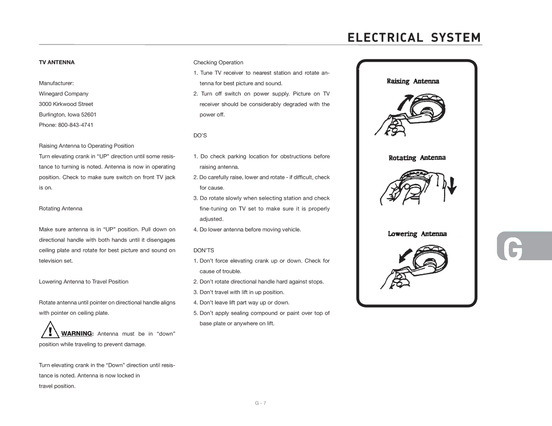 Maytag 2006 owner manual TV Antenna, Do’S 