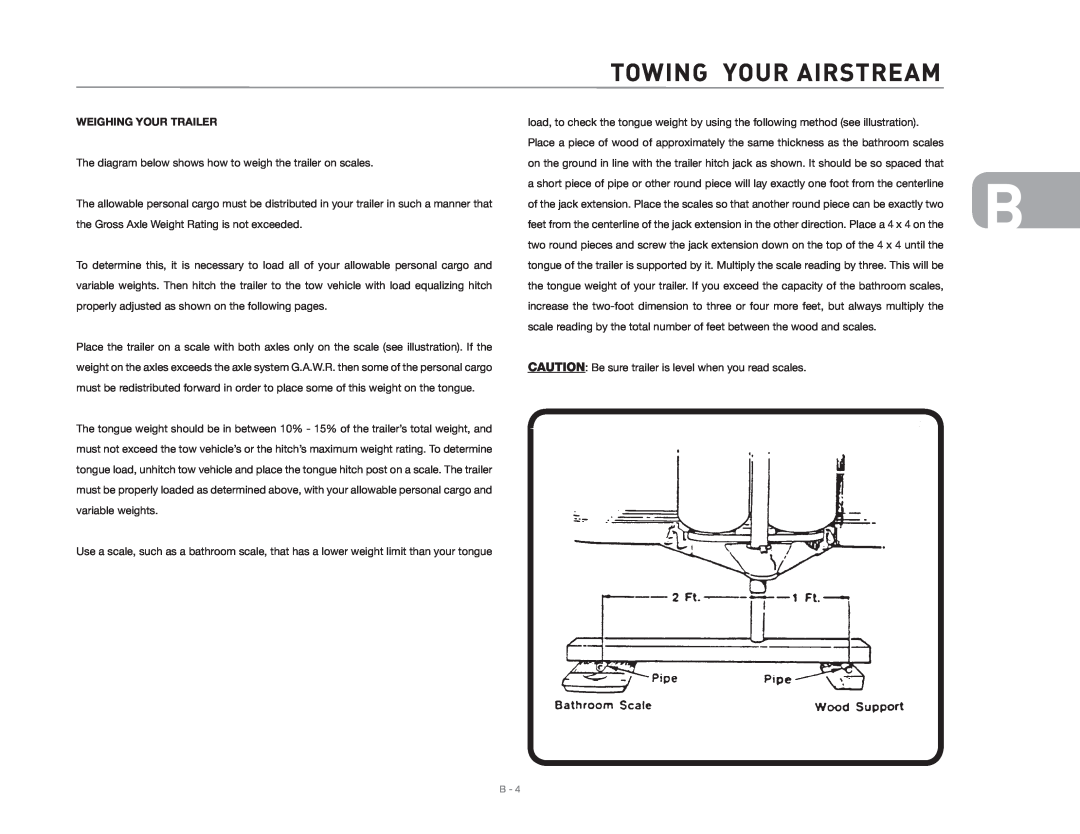 Maytag 2006 owner manual Towing Your Airstream, Weighing Your Trailer 