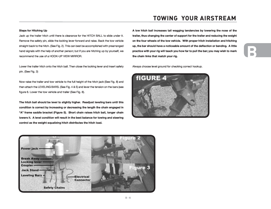 Maytag 2006 owner manual Towing Your Airstream, Steps for Hitching Up, the chain links that match your rig 