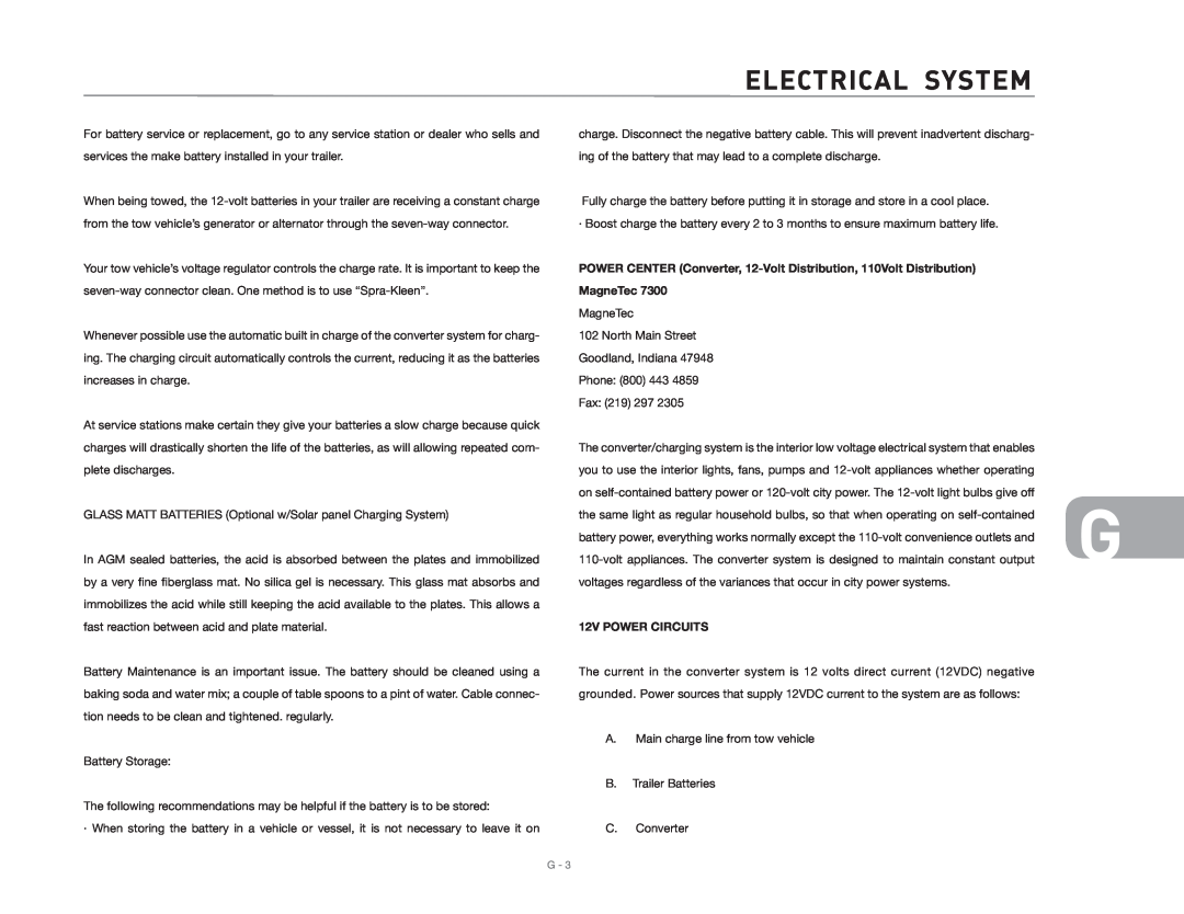 Maytag 2006 owner manual Electrical SYSTEM, MagneTec, 12V POWER CIRCUITS 