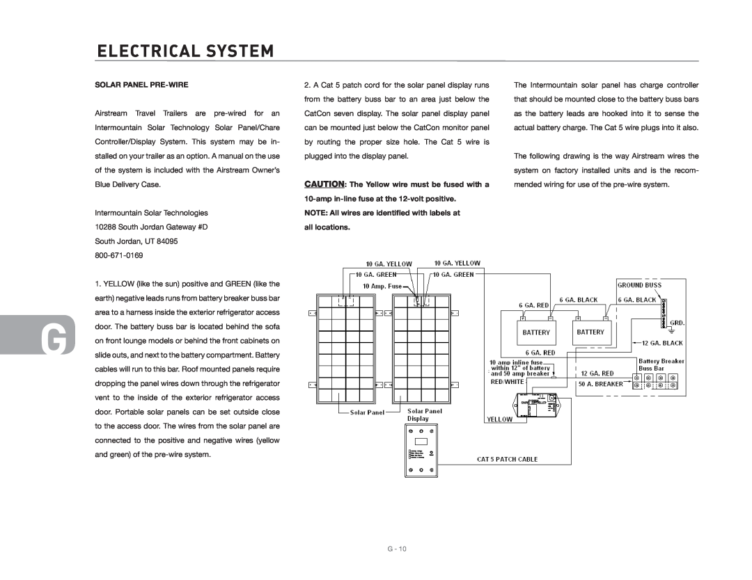 Maytag 2006 owner manual Electrical SYSTEM, Solar Panel Pre-Wire 
