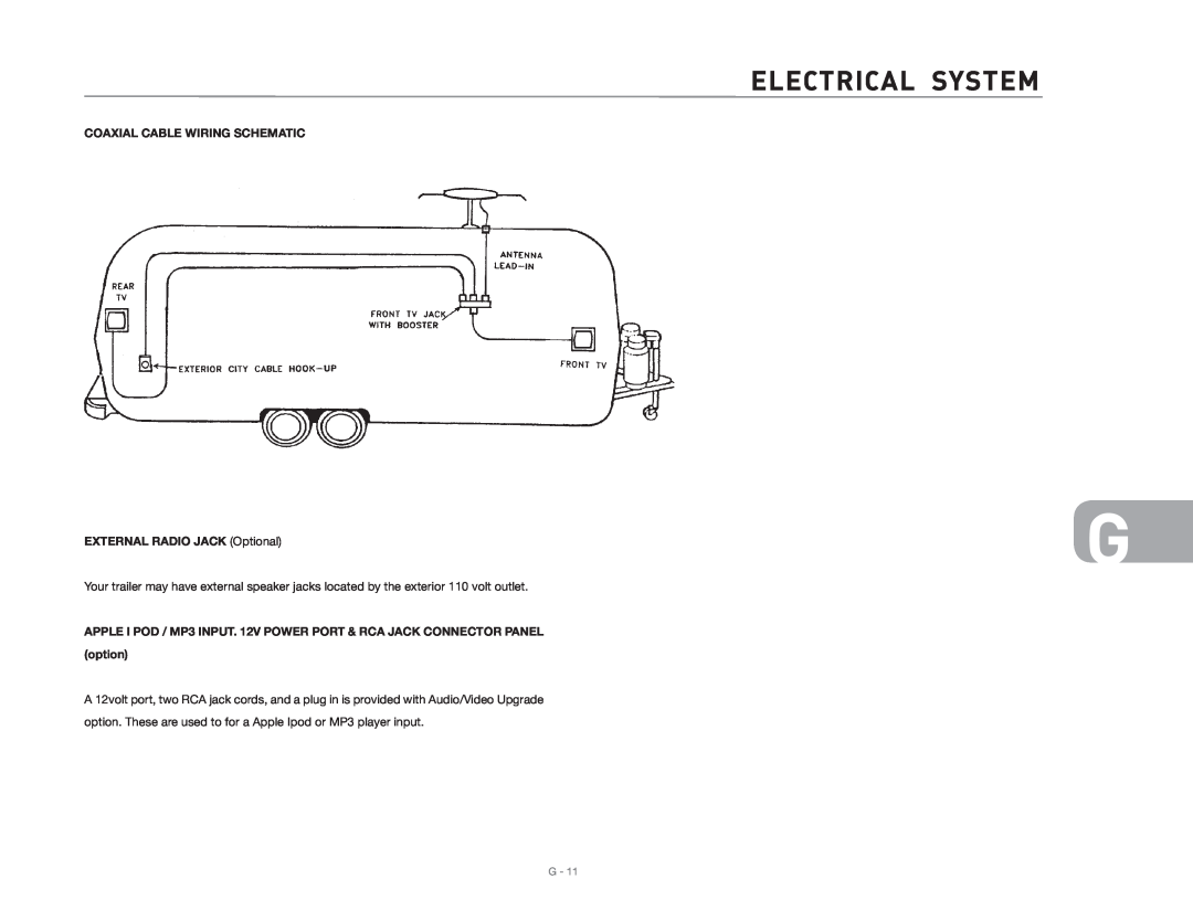 Maytag 2006 owner manual Electrical SYSTEM, Coaxial Cable Wiring Schematic, EXTERNAL RADIO JACK Optional 