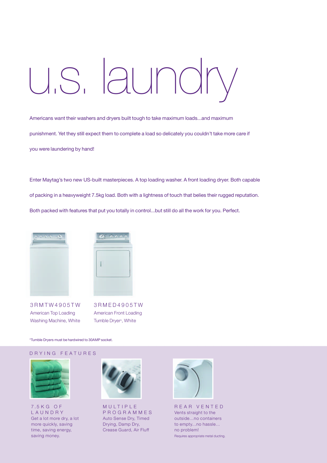 Maytag 2007/8 manual u.s. laundry, R M T W 4 9 0 5 T W 