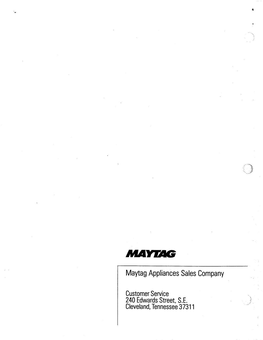 Maytag 217926 manual 