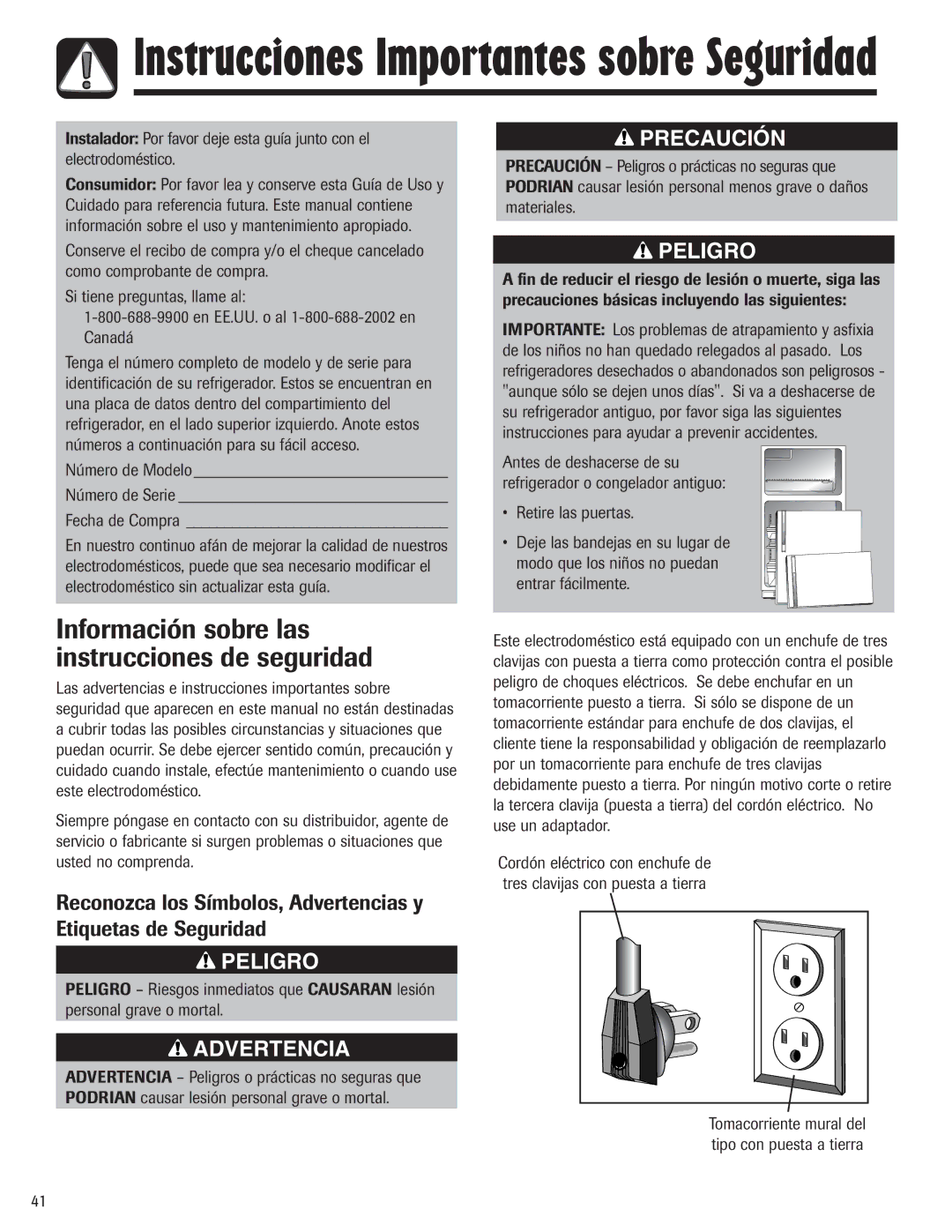 Maytag 3013912910 important safety instructions Instrucciones Importantes sobre Seguridad 