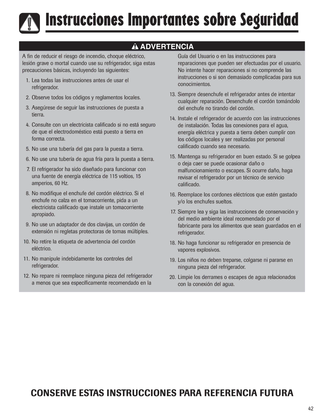 Maytag 3013912910 important safety instructions Conserve Estas Instrucciones Para Referencia Futura 