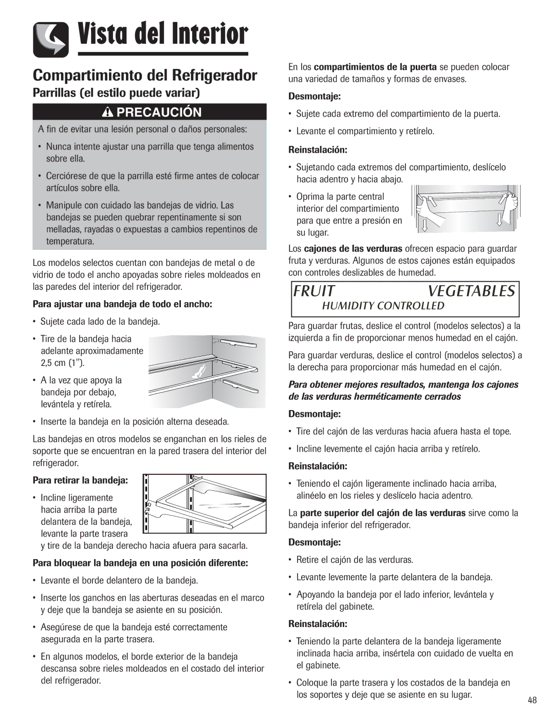 Maytag 3013912910 important safety instructions Compartimiento del Refrigerador, Parrillas el estilo puede variar 