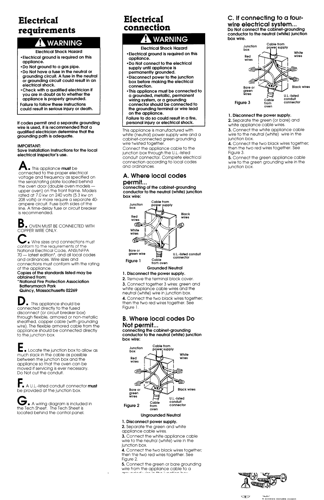 Maytag 3183636 installation instructions Electrical requirements 