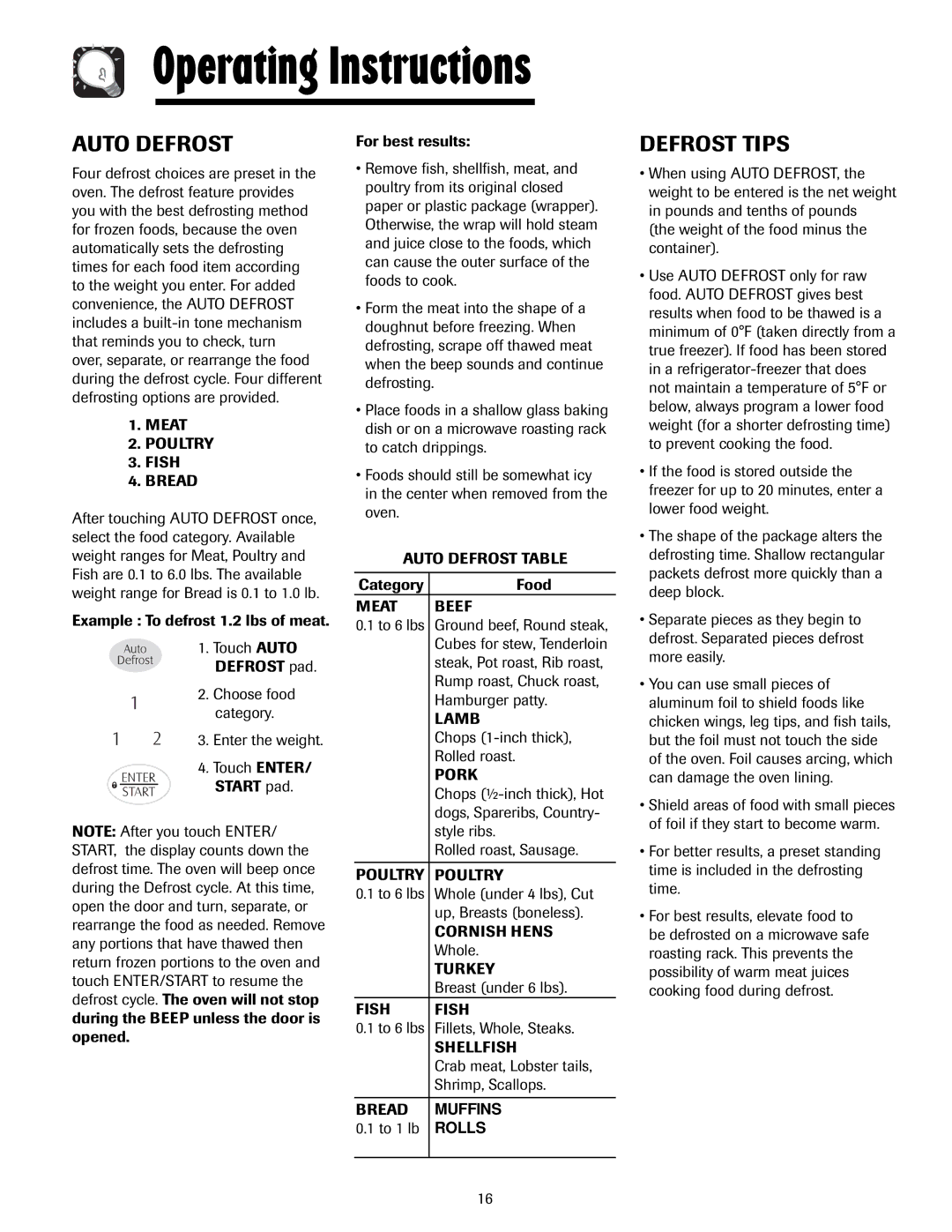 Maytag 3828W5A4194, 8112P268-60 important safety instructions Auto Defrost, Defrost Tips 