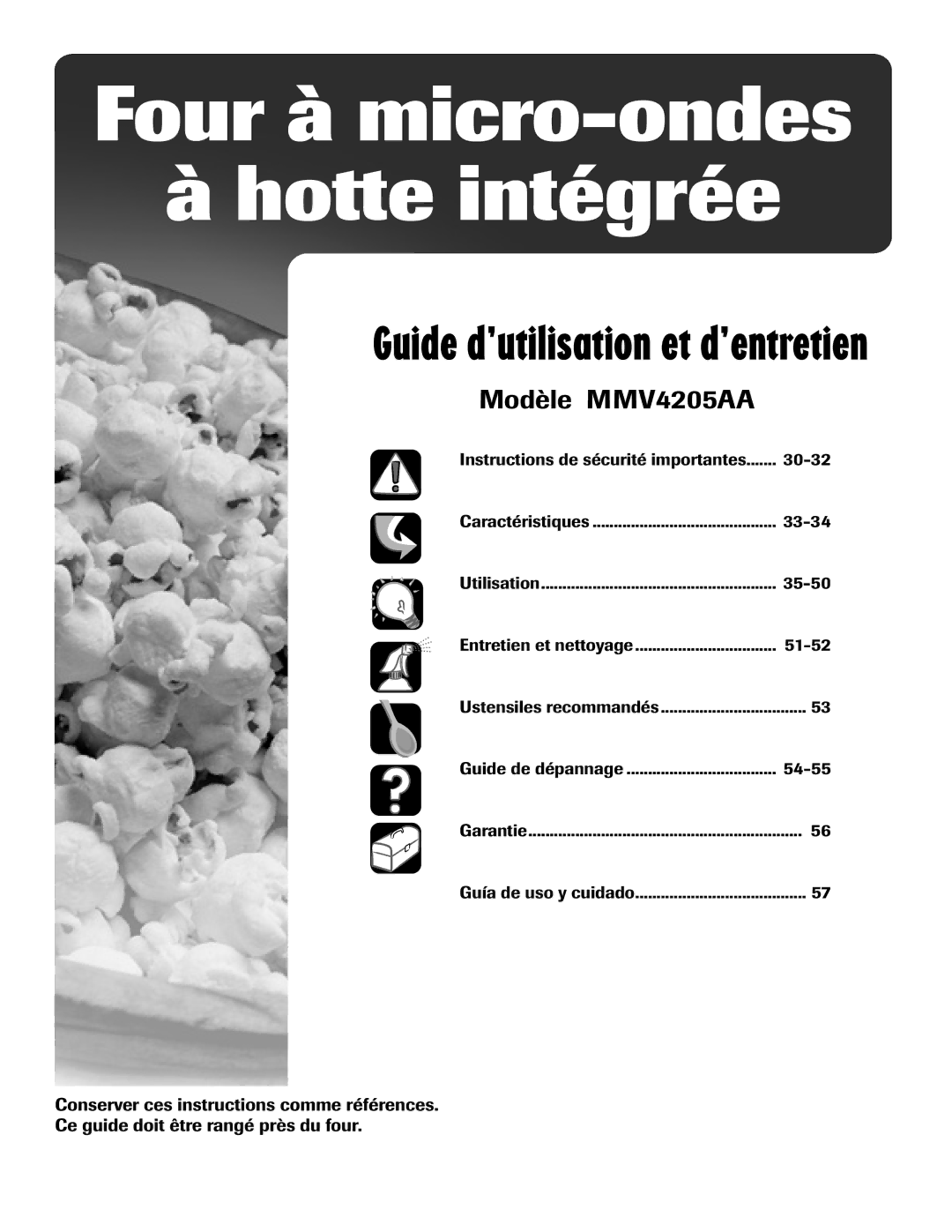 Maytag 8112P268-60, 3828W5A4194 Caractéristiques, Utilisation, Guide de dépannage, Ustensiles recommandés 