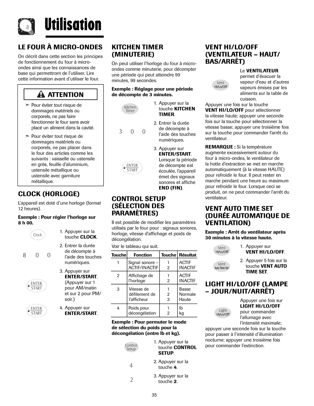 Maytag 8112P268-60 LE Four À MICRO-ONDES, Clock Horloge, Kitchen Timer Minuterie, Control Setup Sélection DES Paramètres 