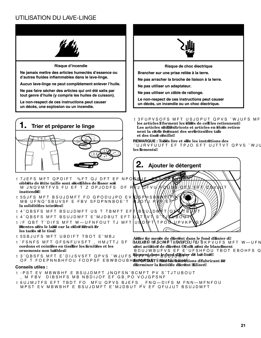 Maytag 3LWTW4840YQ Utilisation DU LAVE-LINGE, Trier et préparer le linge, Ajouter le détergent, Conseils utiles 