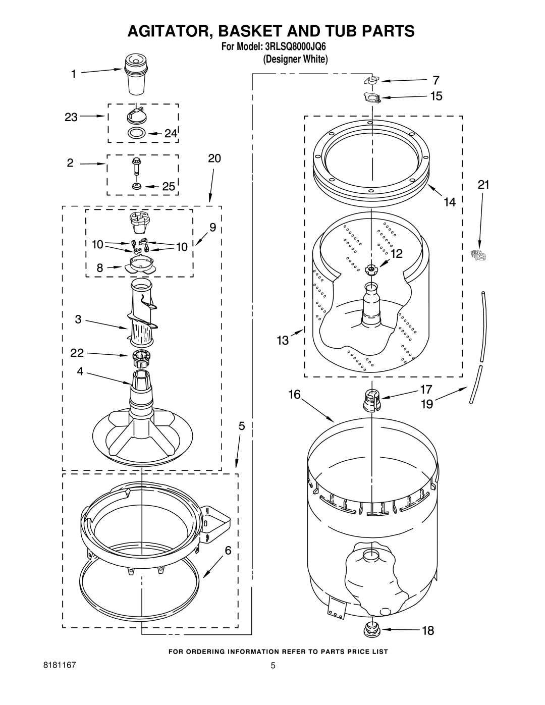 Maytag 3RLSQ8000JQ6 manual AGITATOR, Basket and TUB Parts 