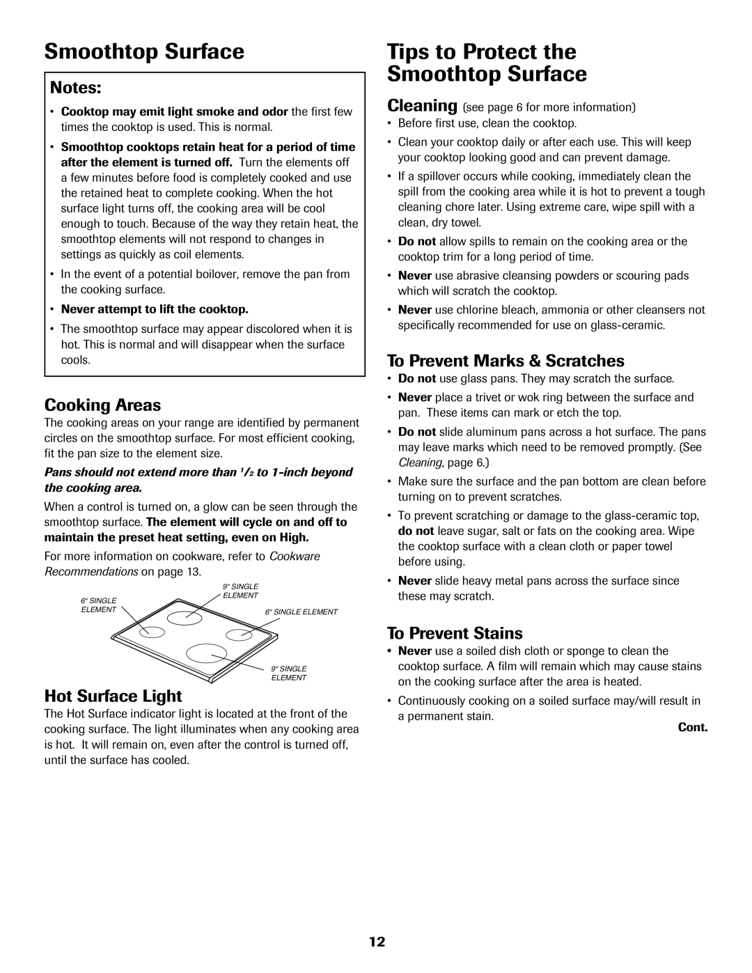 Maytag 500 important safety instructions Tips to Protect Smoothtop Surface 