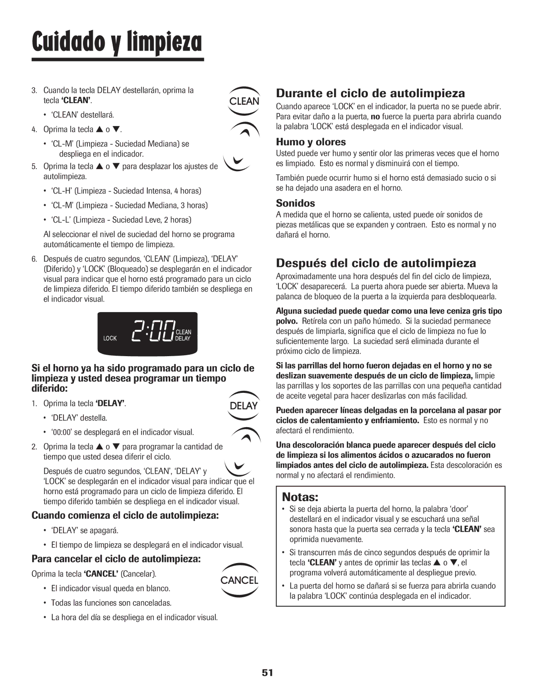 Maytag 500 important safety instructions Durante el ciclo de autolimpieza, Después del ciclo de autolimpieza, Notas 