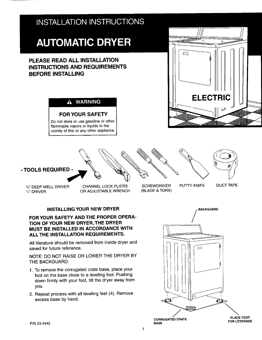 Maytag 53-3442 installation instructions Orioursafety, Backguard 