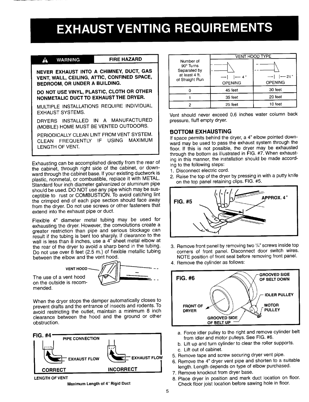 Maytag 53-3442 installation instructions Exhaust Venting Recuirements 